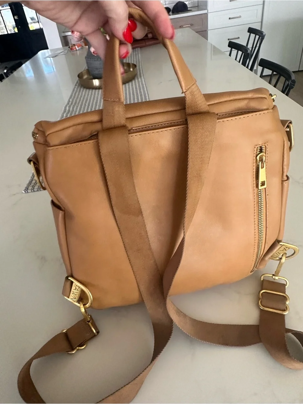Fawn Design Tan Leather Baby Bag
